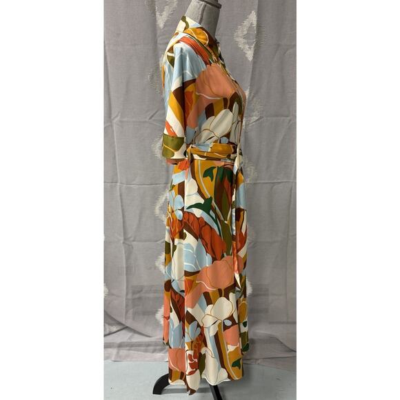 Zara Tortoiseshell Belted Shirt Dress Woman’s Size Small Abbott Elementary NWT - Picture 4 of 12